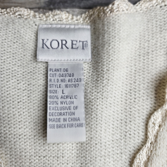 Koret Vintage Sweater Vest Size Women's Large Floal Embroidery Beading - Picture 5 of 11